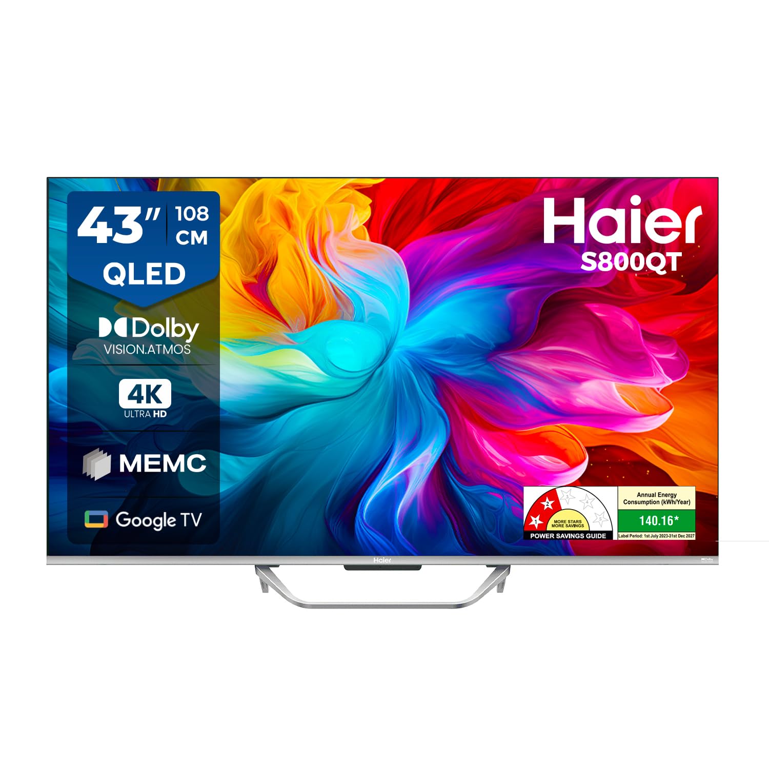 Haier 108 cm (43 inch) S800 Series 4K Ultra HD Smart QLED Google TV Model 43S800QT-P