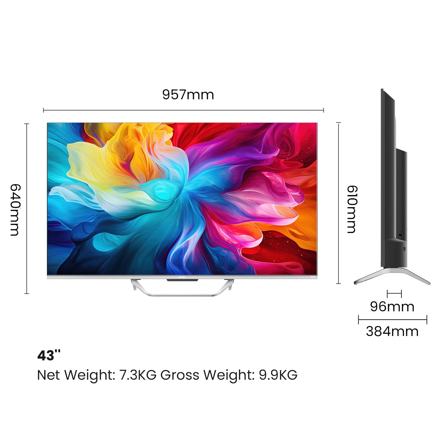 Haier 108 cm (43 inch) S800 Series 4K Ultra HD Smart QLED Google TV Model 43S800QT-P