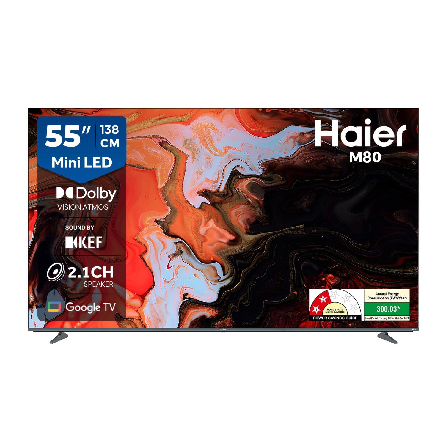 Haier 139 cm (55 inch) New M80F Series 4K Ultra HD Smart Mini LED Google TV Model H55M80FUX