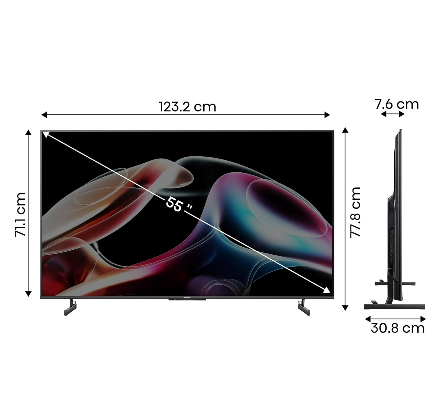 Hisense 139 cm (55 inch) 4K Ultra HD Smart Mini LED QLED TV Model 55U7K