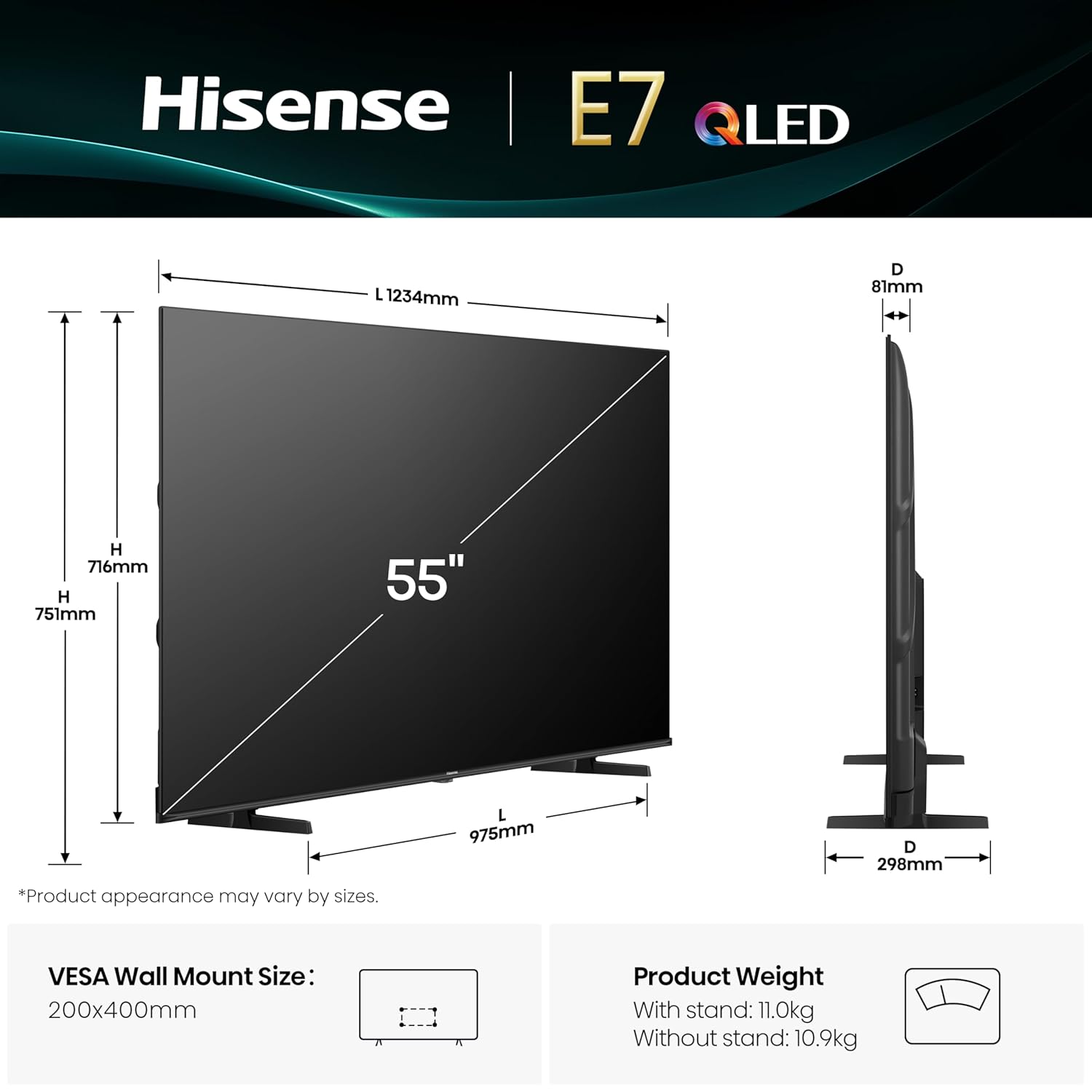 Hisense 139 cm (55 inch) E6N Series 4K Ultra HD Smart LED Google TV (Model: 55E6N)
