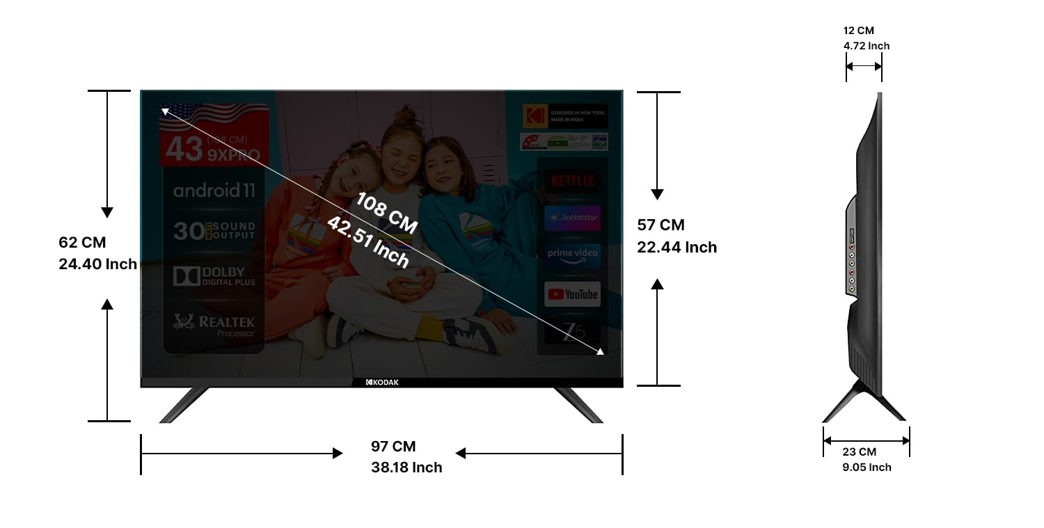 Kodak 108 cm (43 inch) 9XPRO Series Full HD Certified Android LED TV Model 439X5081