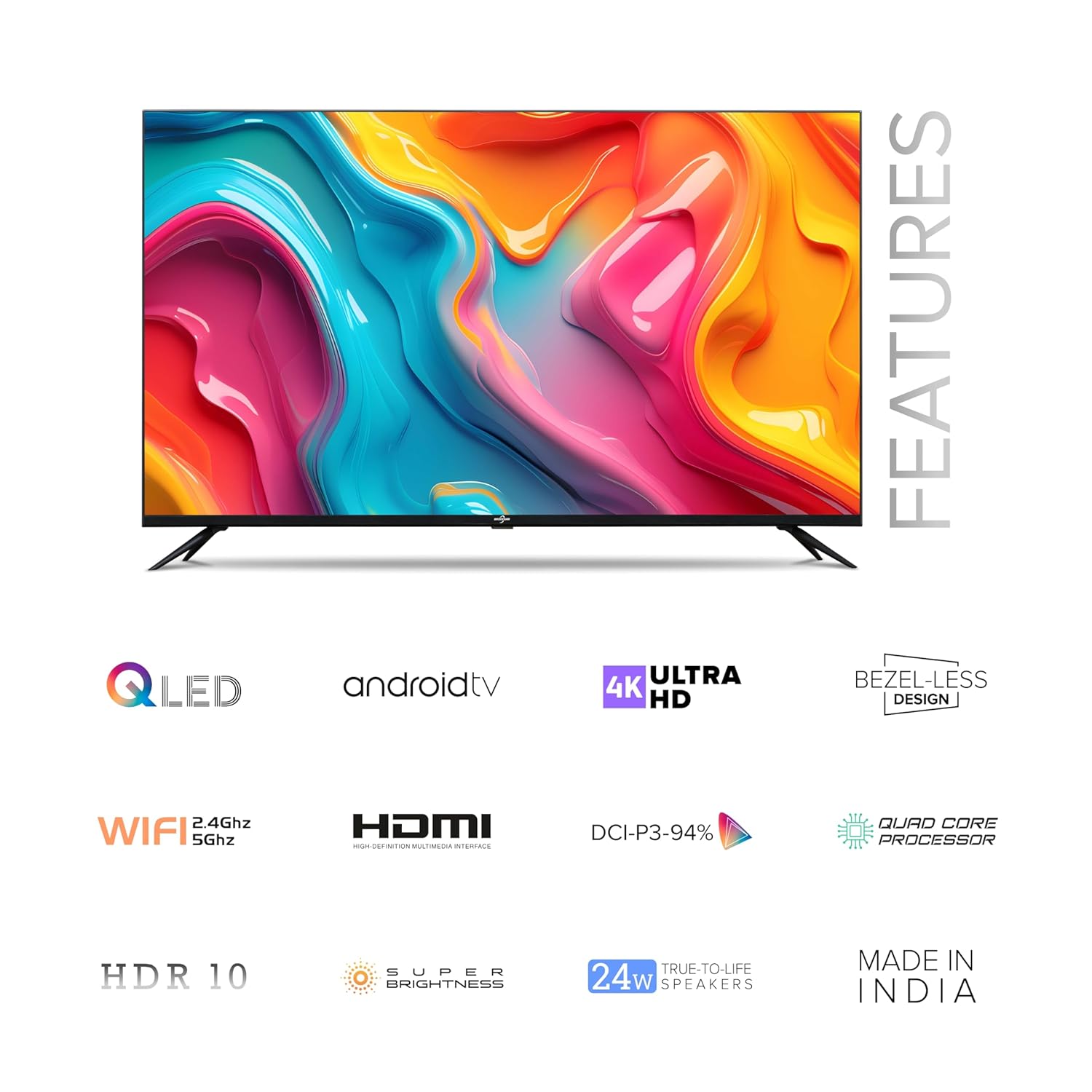 BazeeGar 109 cm (43 inch) Infinity Series 4K Ultra HD Smart QLED Android TV Model BAZQL43F1