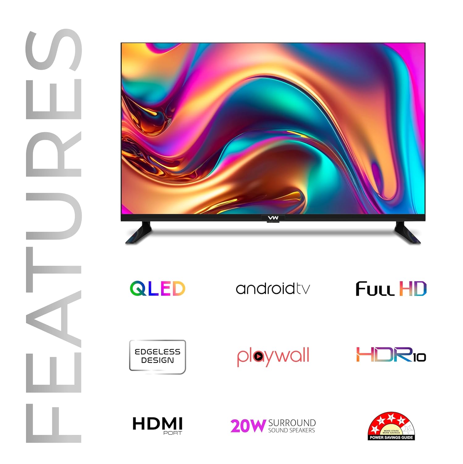 VW (Visio World) 101 cm (40 inch) OptimaX Series Full HD Smart QLED Android TV Model VW40AQ1