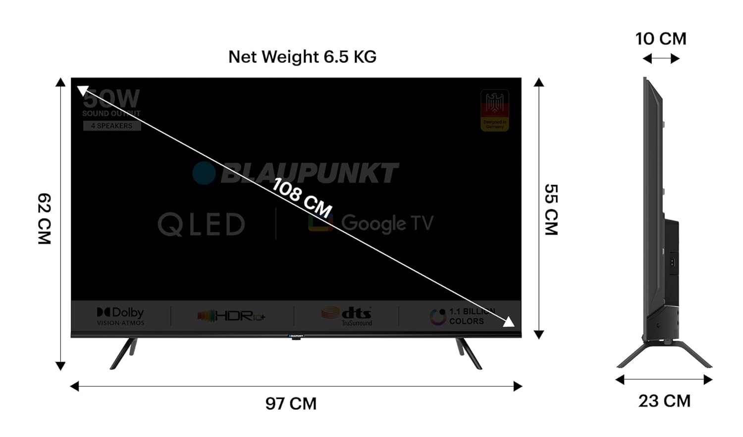 Blaupunkt 108 cm (43 inch) Quantum Dot Series 4K Ultra HD QLED Google TV Model 43QD7050