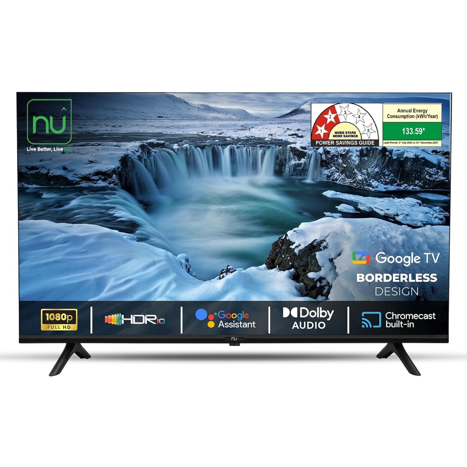 NU 108 cm (43 inch) New 2025 Borderless Series Full HD (1080p) Smart Google TV Model: LED43FGNX